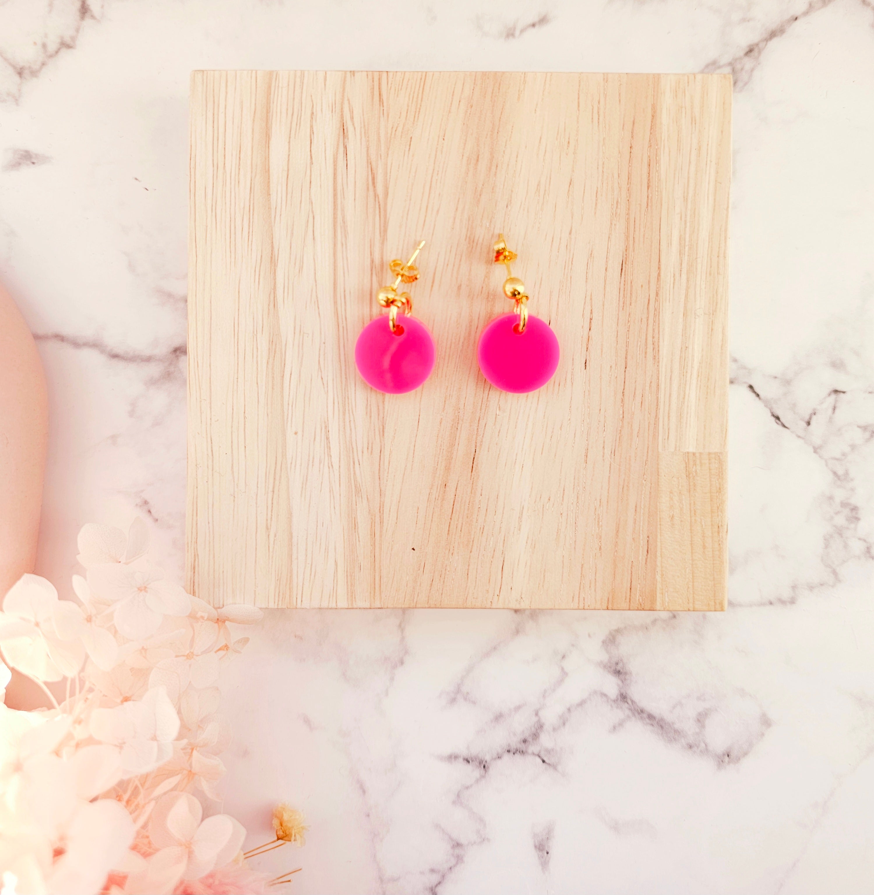 Barbie hot pink gold studs
