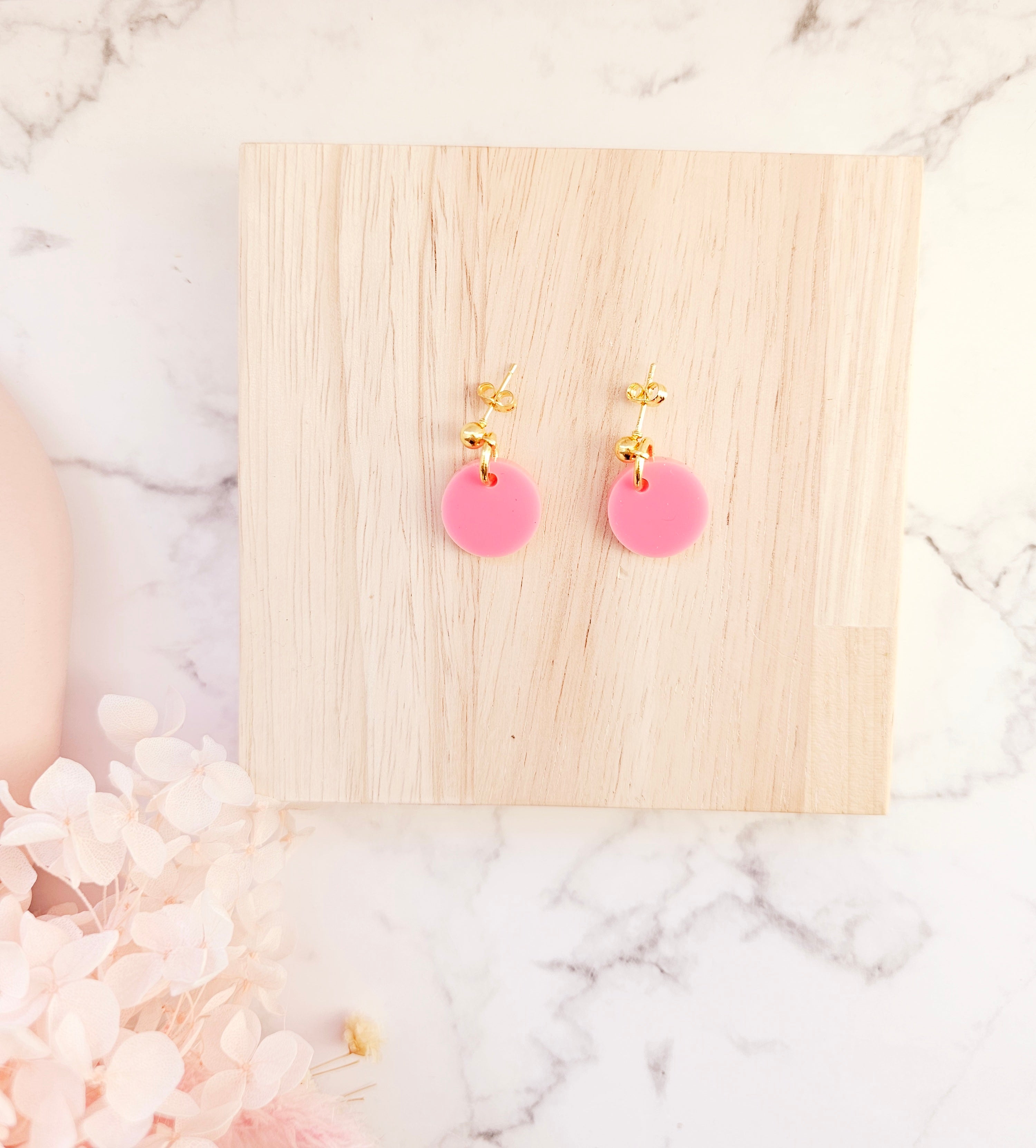 Magenta gold studs