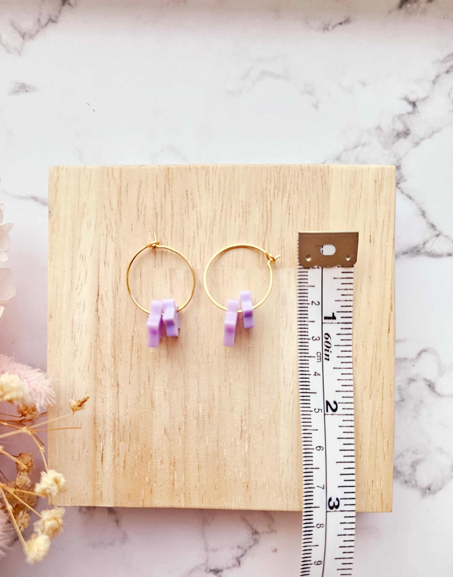 Double star purple gold hoops