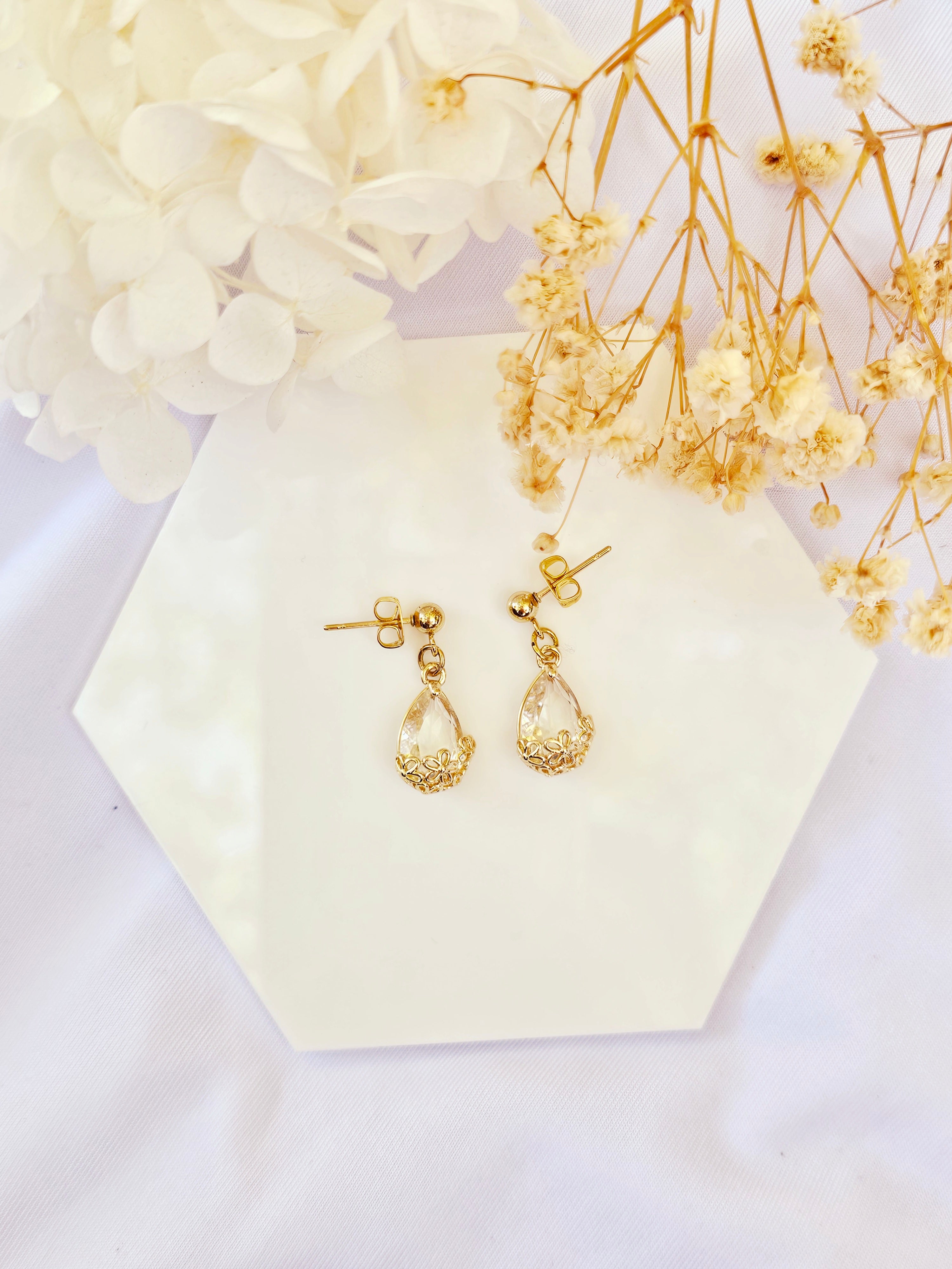 Celestial flower gold studs