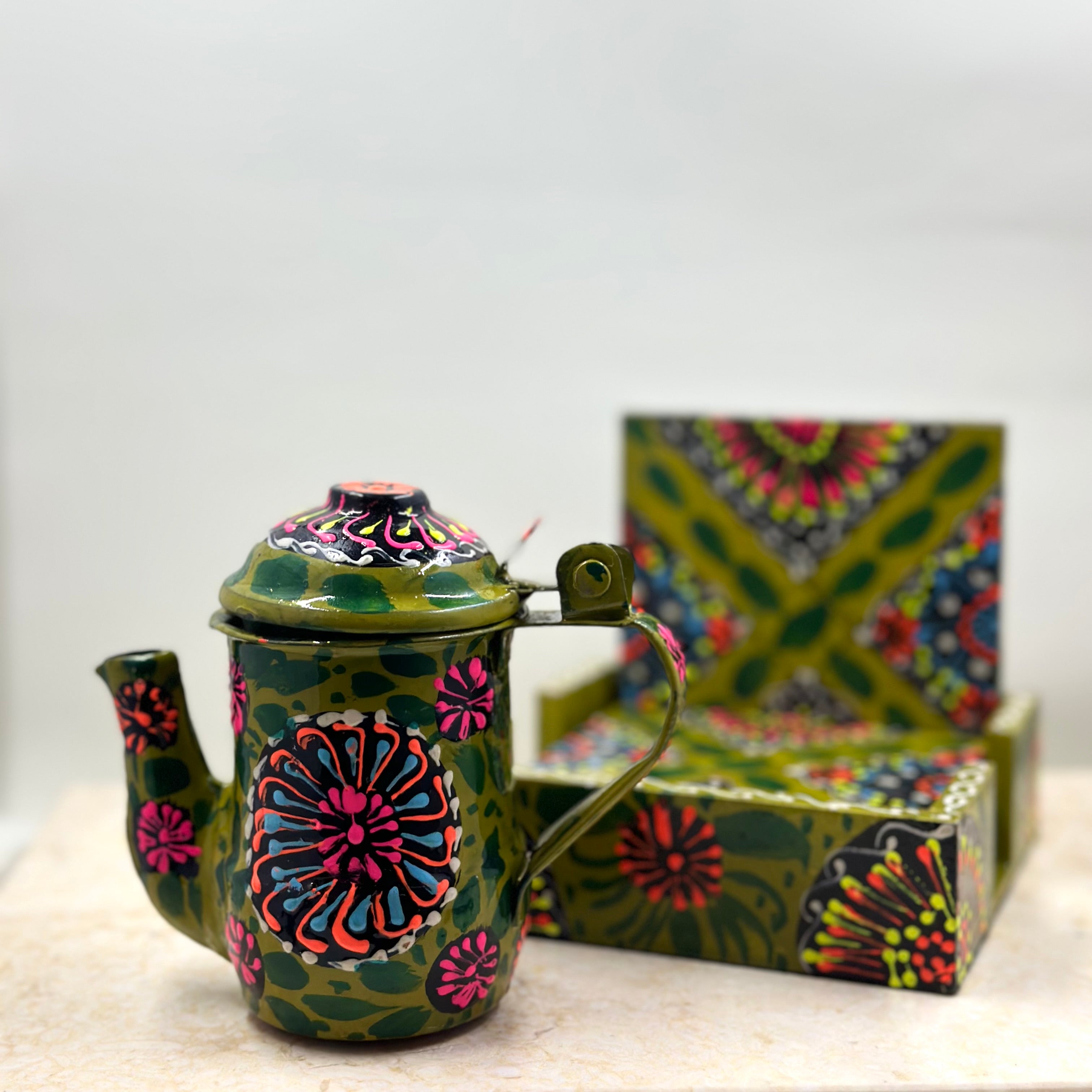 Mini Truck Art Kettle Candle and Coaster Gift Set