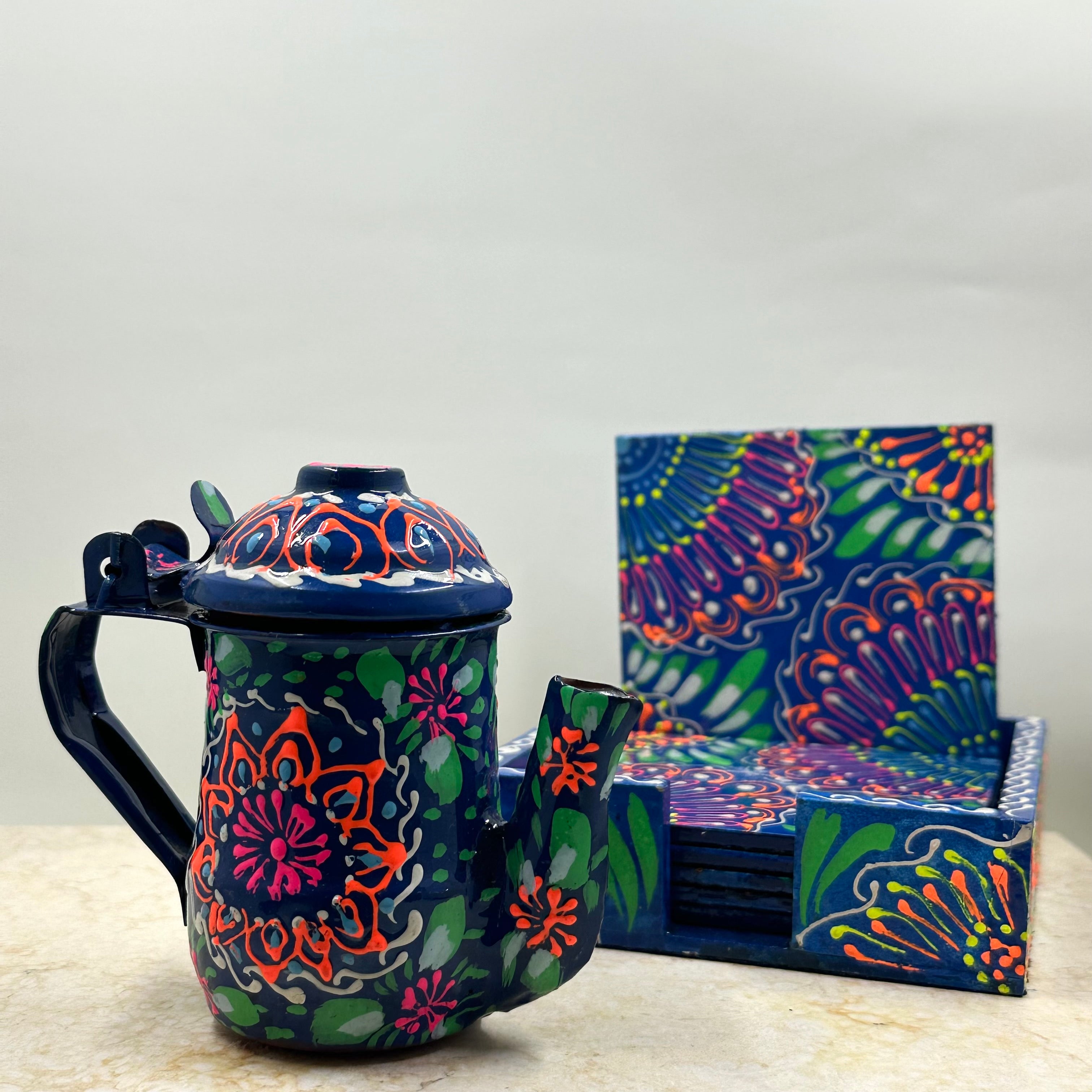 Mini Truck Art Kettle Candle and Coaster Gift Set