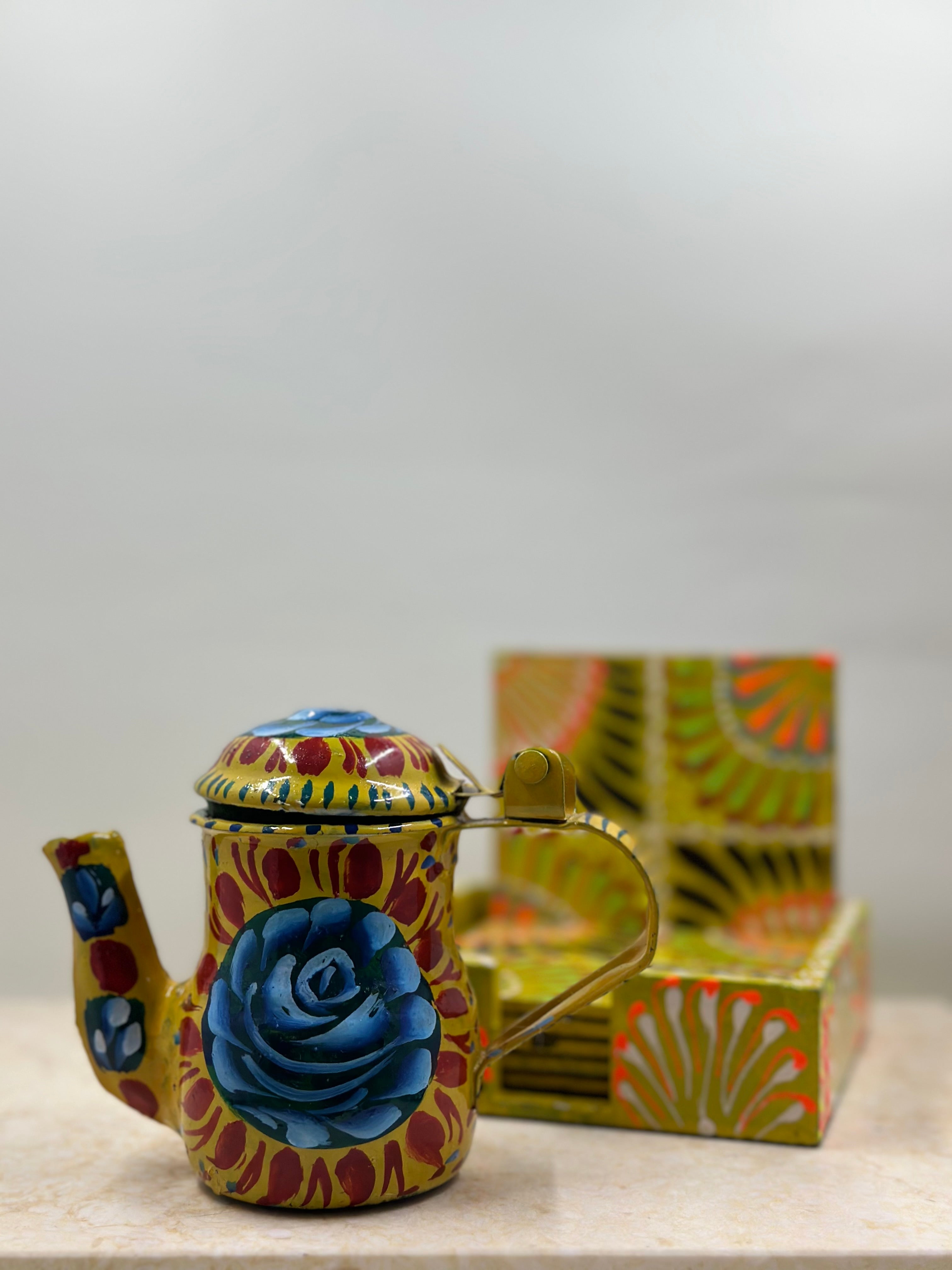 Mini Truck Art Kettle Candle and Coaster Gift Set