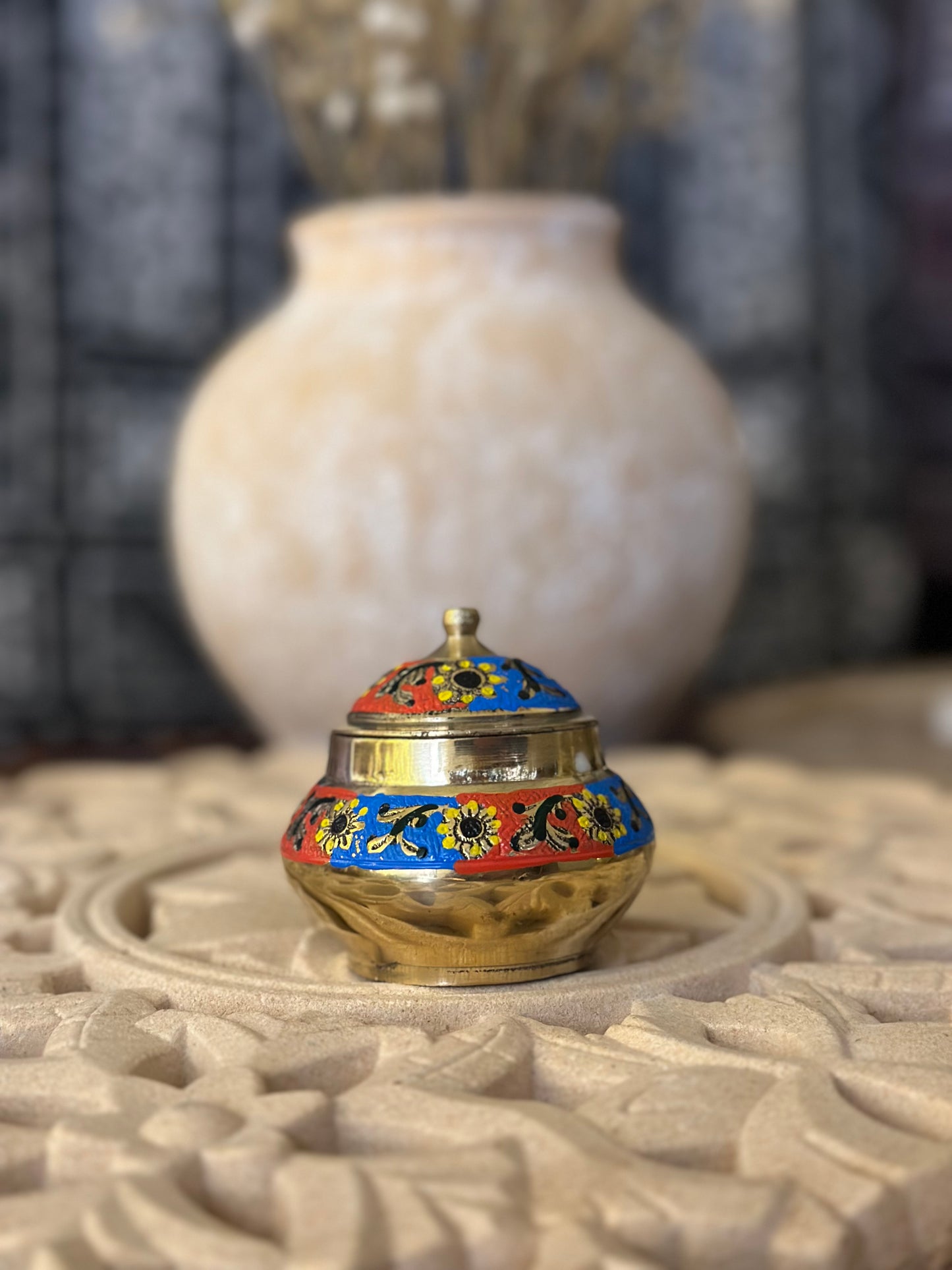 Mini Shamo - Handpainted Brass Candle