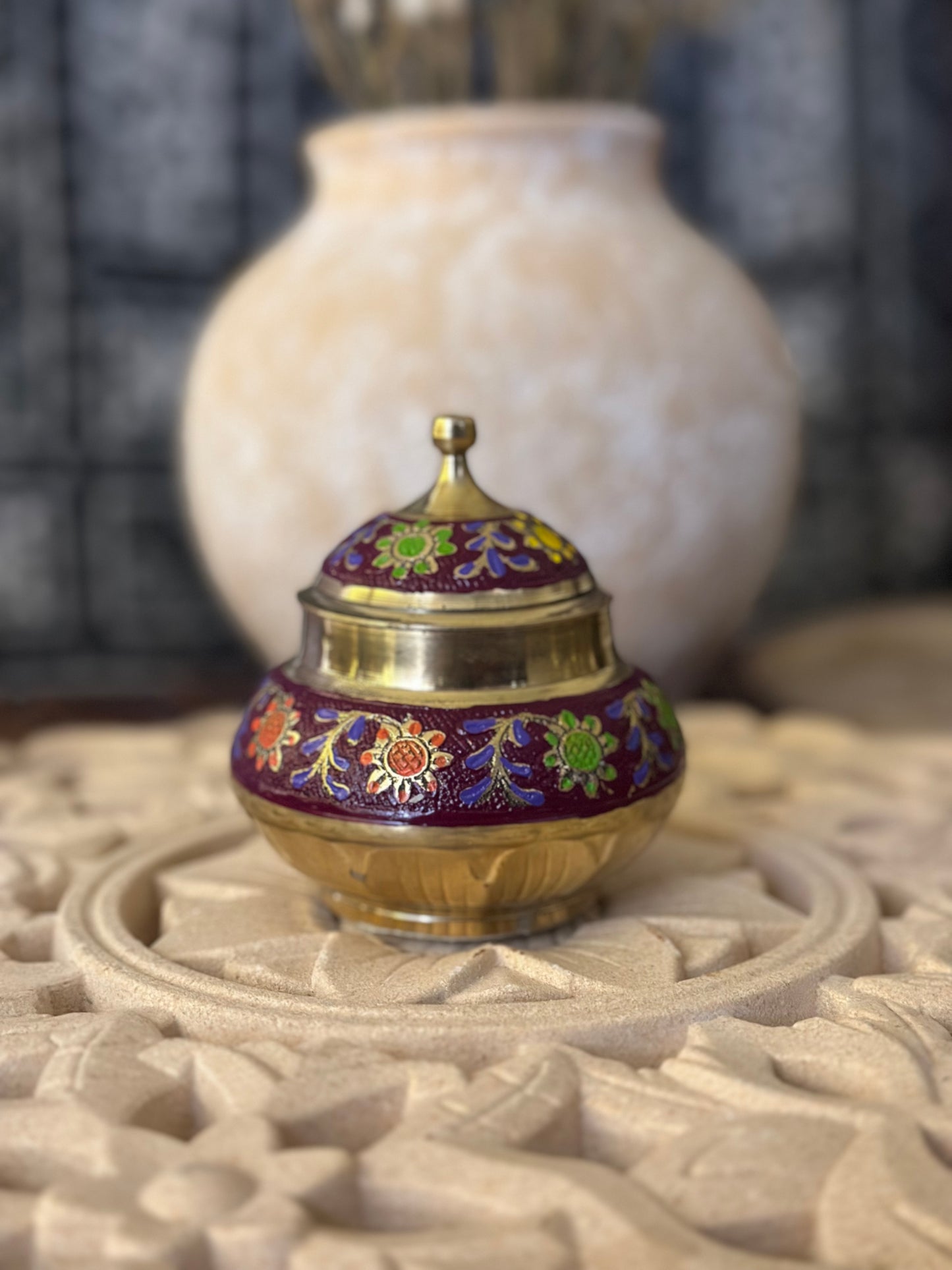 Mini Shamo - Handpainted Brass Candle