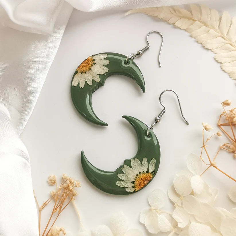 Preserved Daisy Moon Earrings