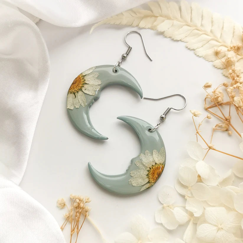 Preserved Daisy Moon Earrings