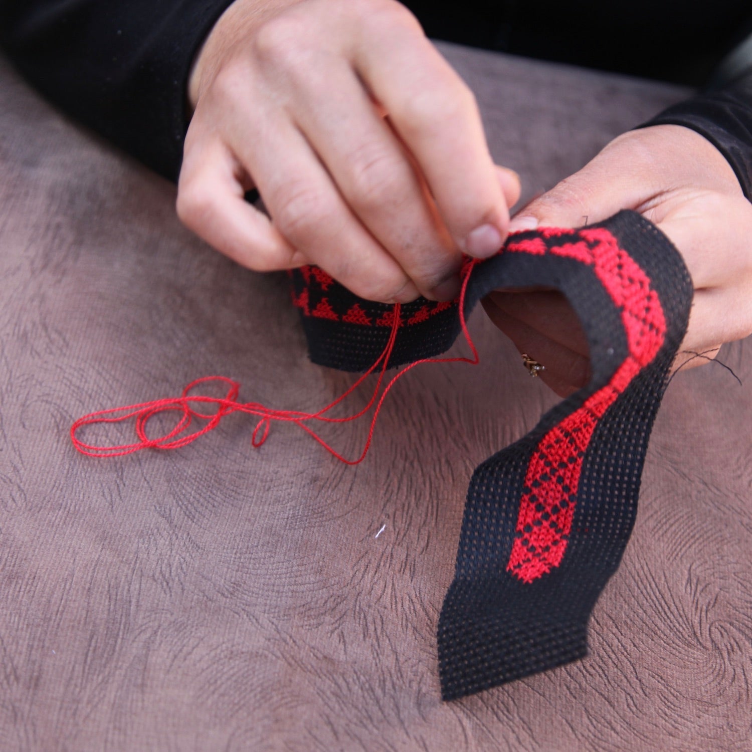 Lina Key Fob - Tatreez Sewing Process - Bayyāra