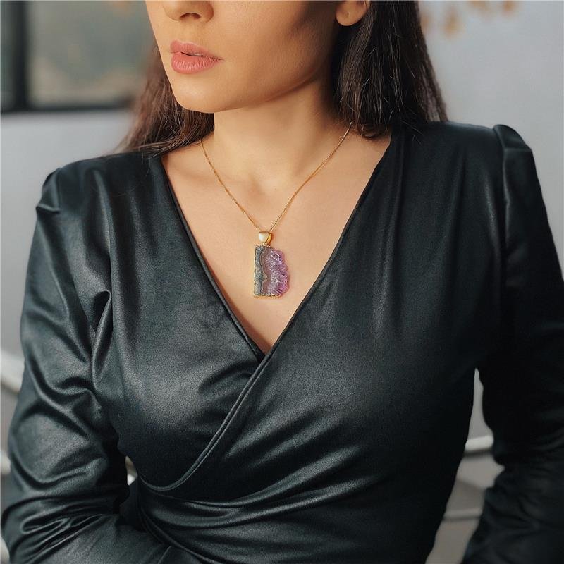 Amethyst geode necklace