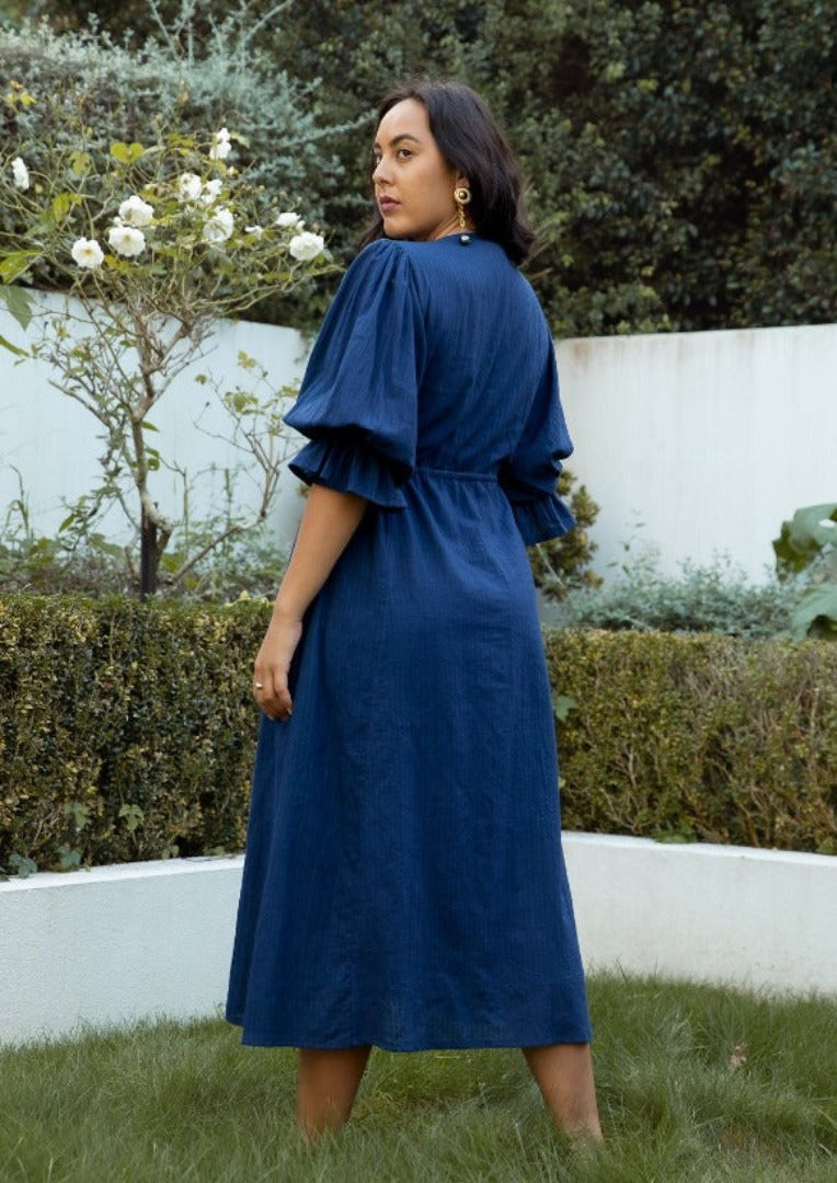 Abundance V Neck Button Midi Dress
