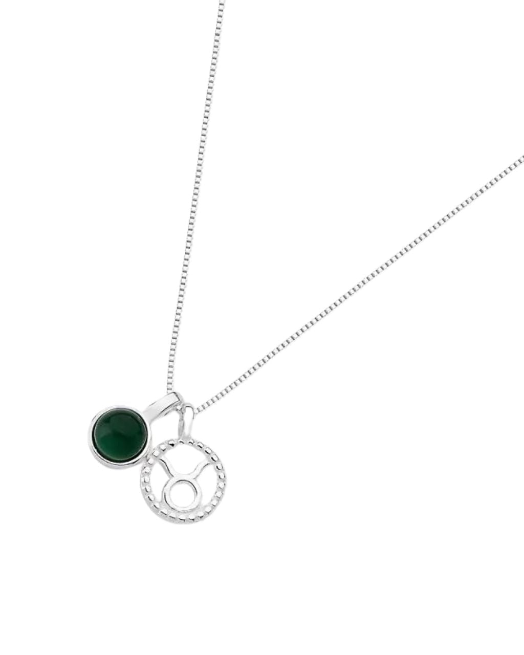 Taurus Zodiac with Birthstone Necklace in Silver | Star sign April/May