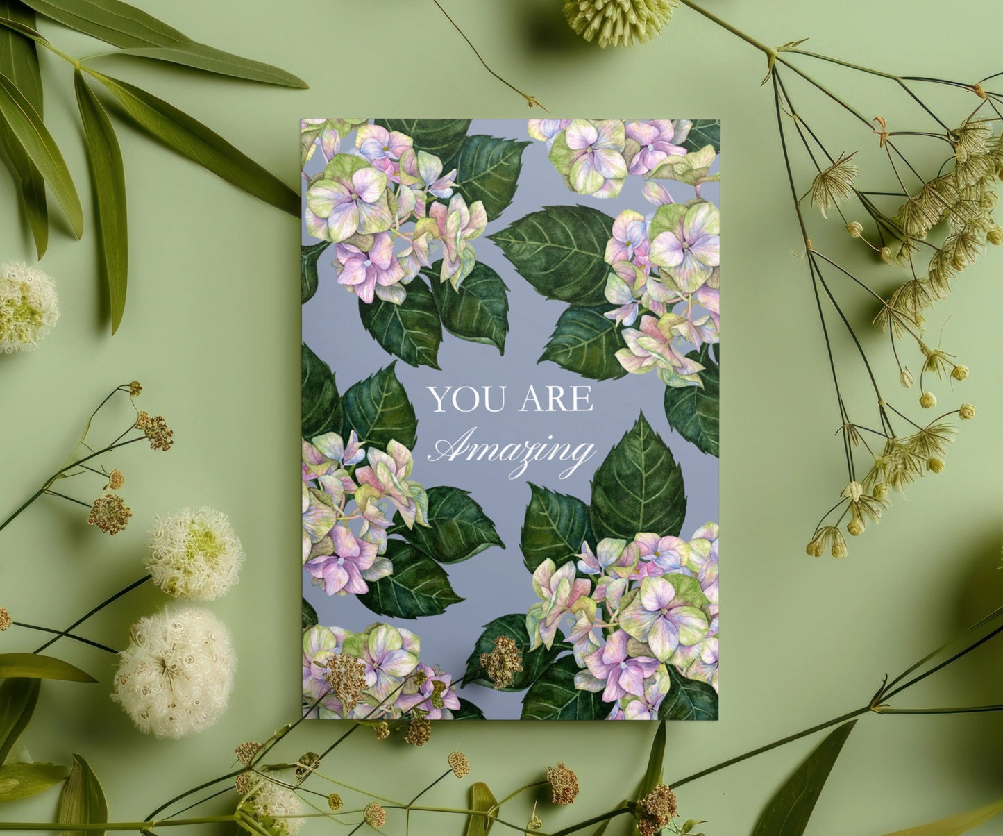 You Are Amazing - Hydrangea Flowers Blue Greeting Card