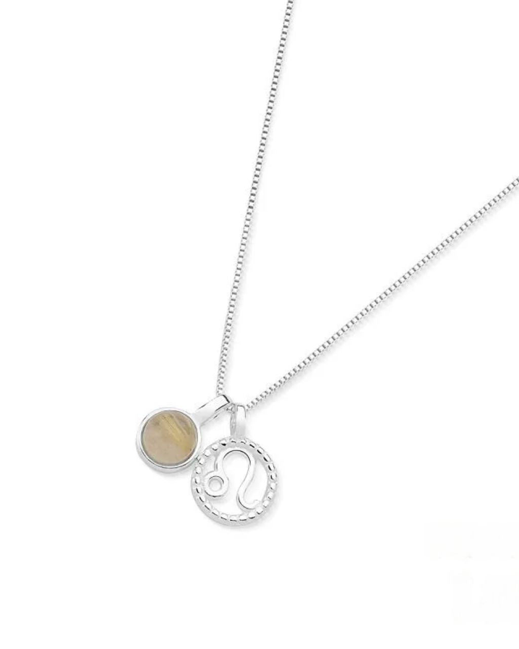 Leo Zodiac with Birthstone Necklace in Silver| Star sign July/August