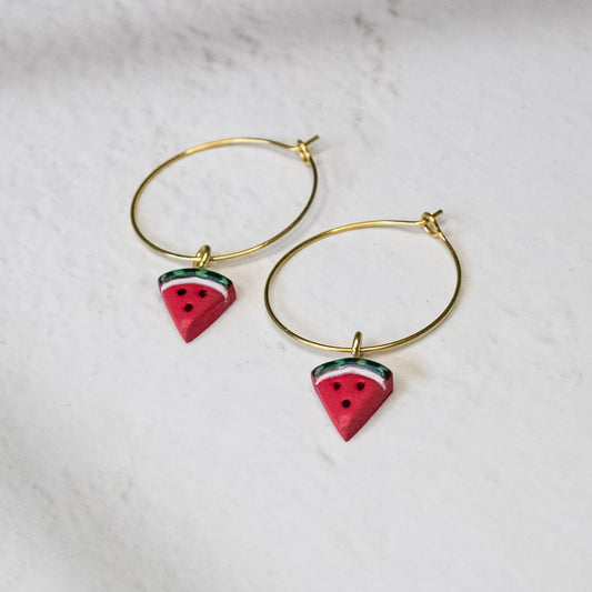 Watermelon Hoop Earrings