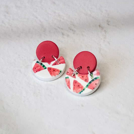 Watermelon Print Fan Earrings