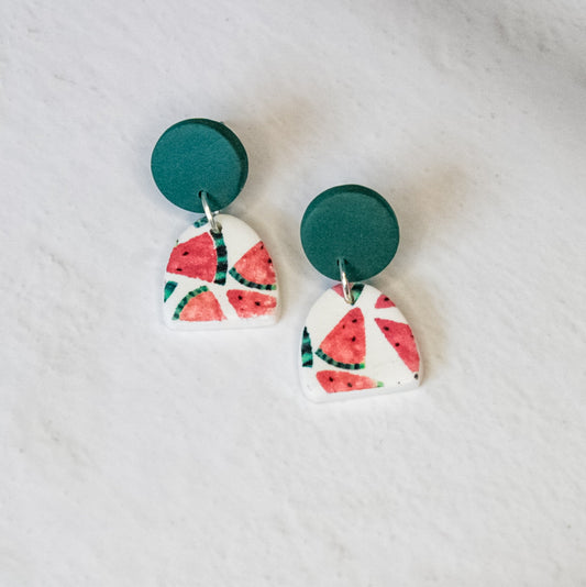 Watermelon Print Arch Earrings