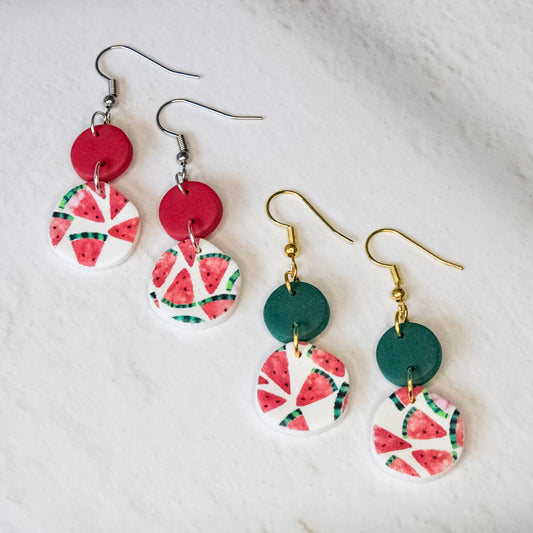 Watermelon Print Pebble Earrings