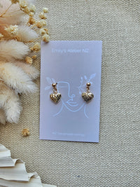 Heart rock gold studs