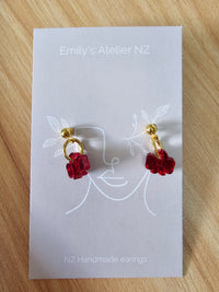 Red bow gold studs