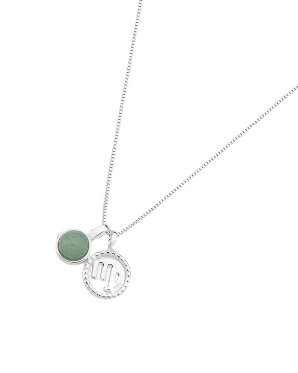 Virgo Zodiac with Birthstone Necklace in Silver | Star sign Aug/Sept