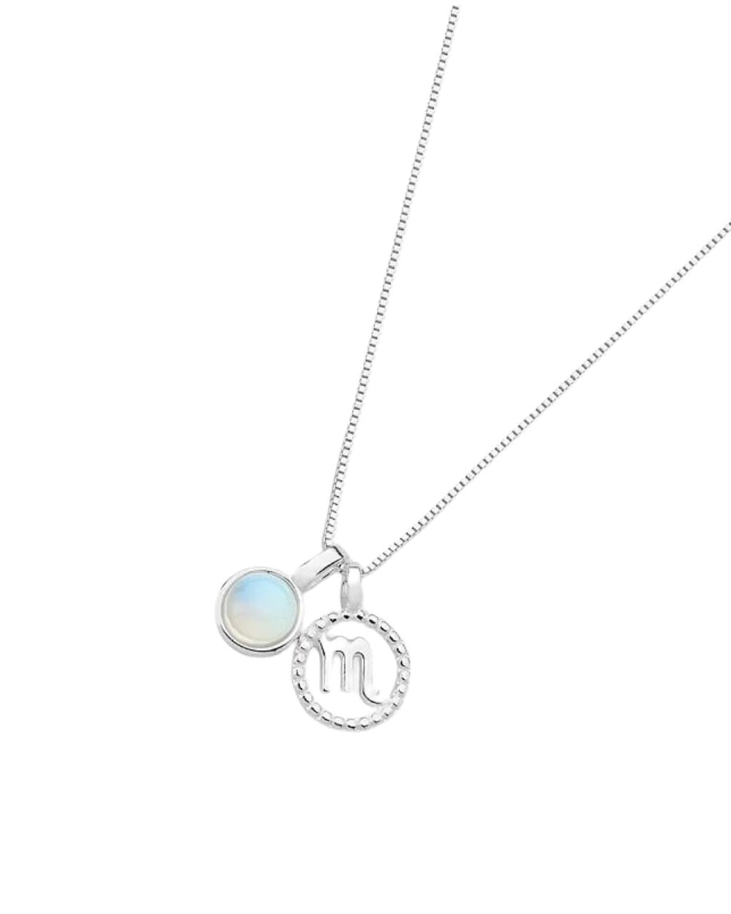 Scorpio Zodiac with Birthstone Necklace in Silver | Star sign Oct/Nov