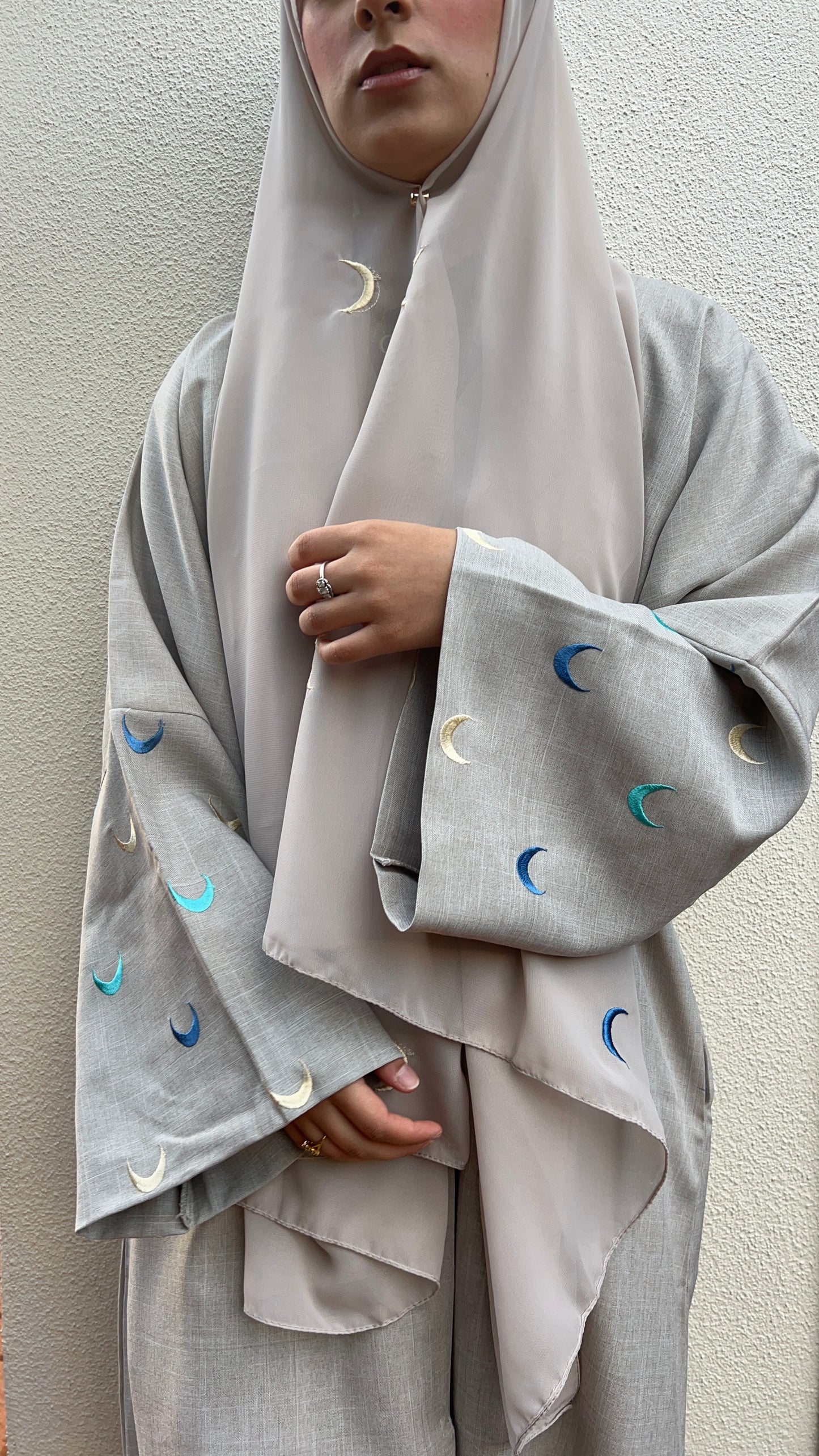 Crescent Linen Abaya (Blue) - Forever Hijab
