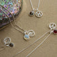 Libra Zodiac with Birthstone Necklace in Silver| Star sign September/October