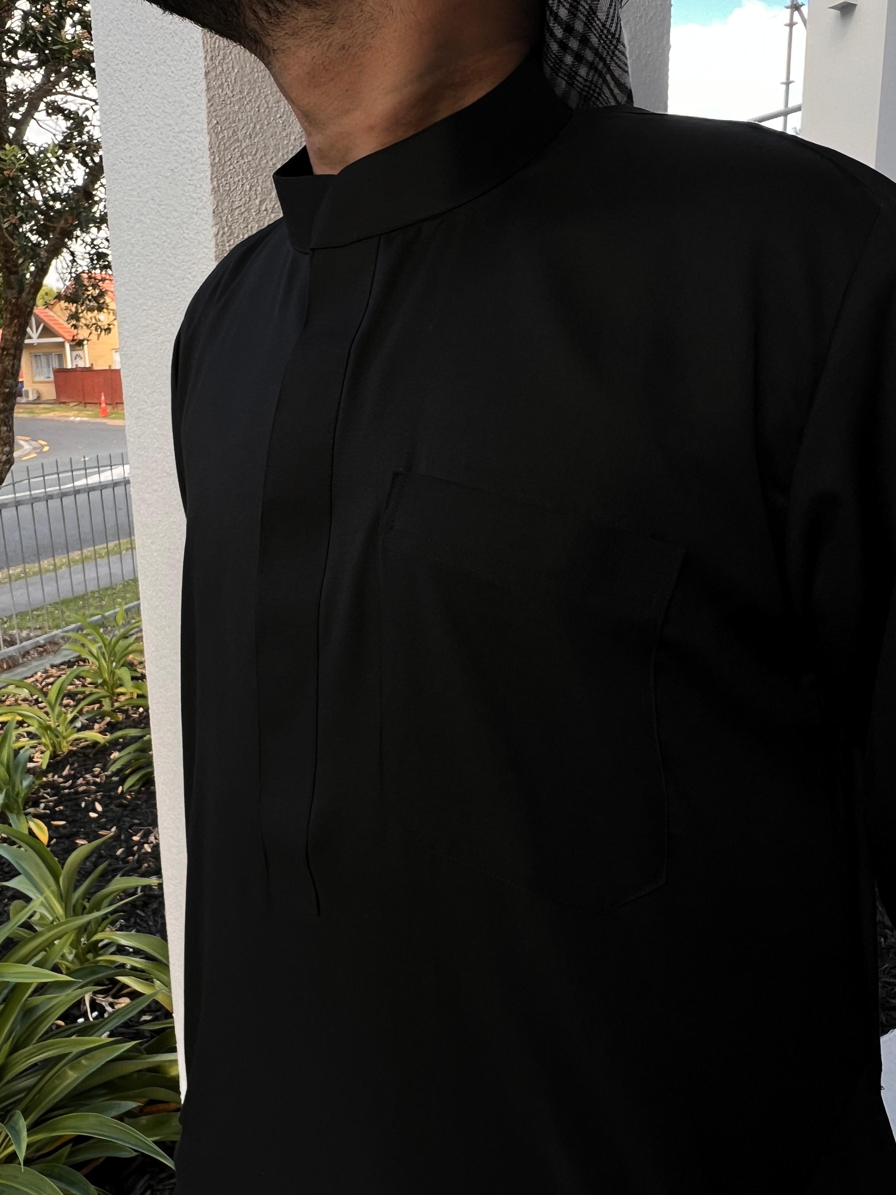 Obsidian Deluxe Collared Thobe - House of Hasbi