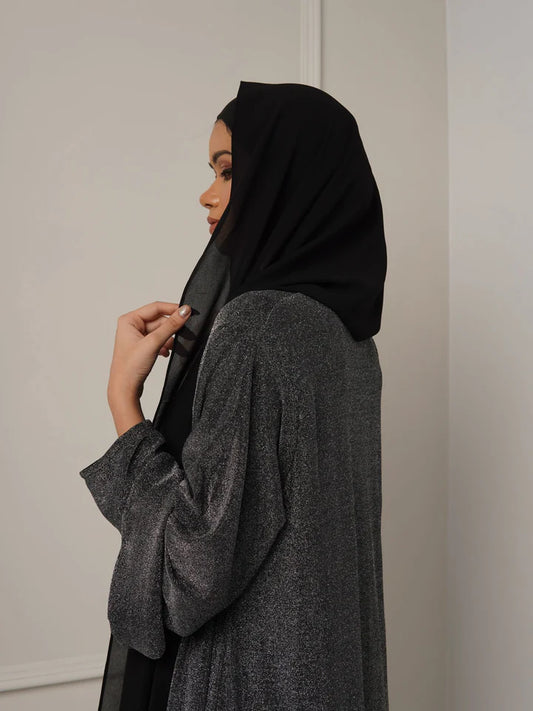 Eliza Luxury Abaya - Silver (with Hijab)