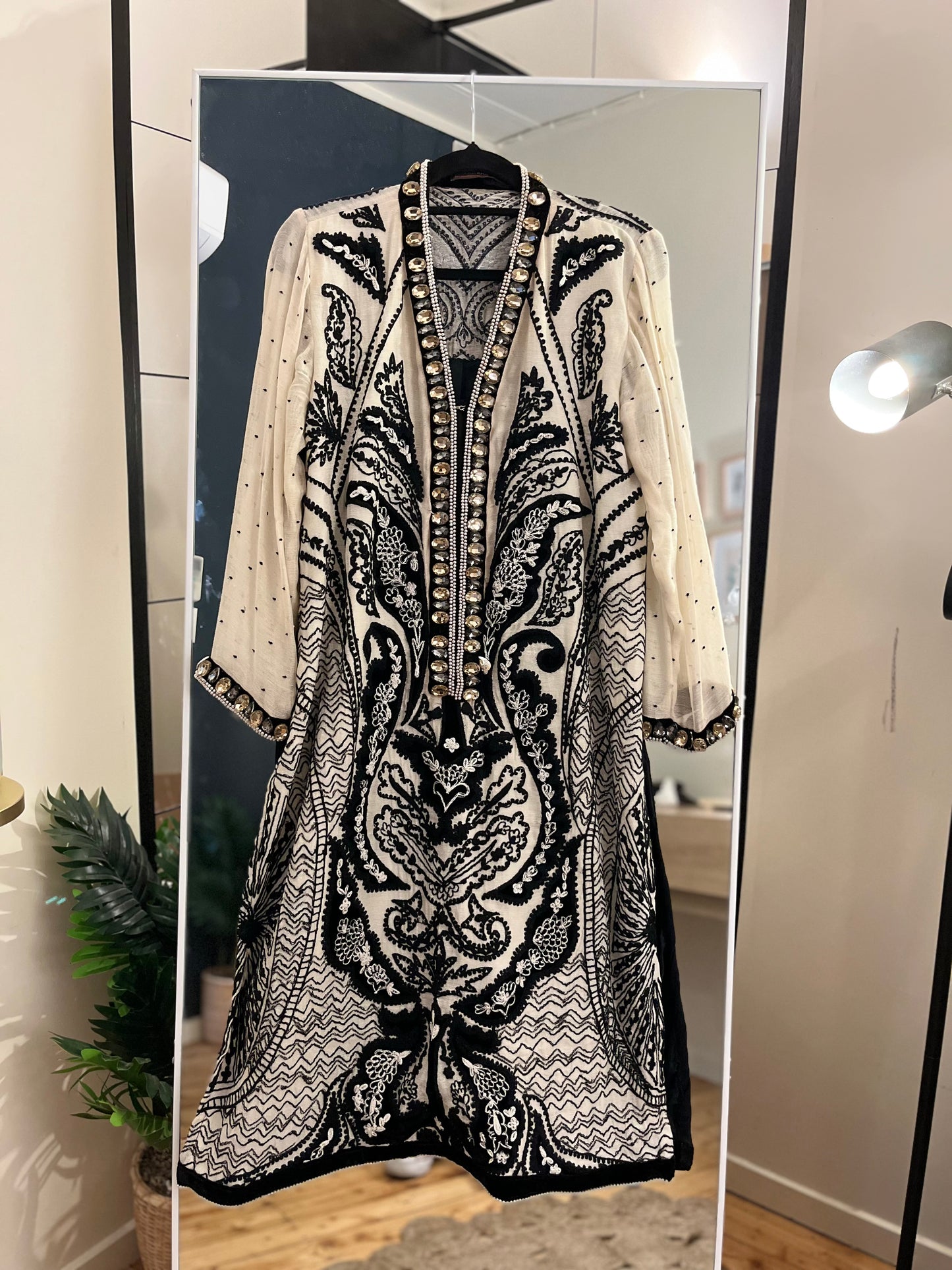 Pre-Loved Black & White Embroidered Dress