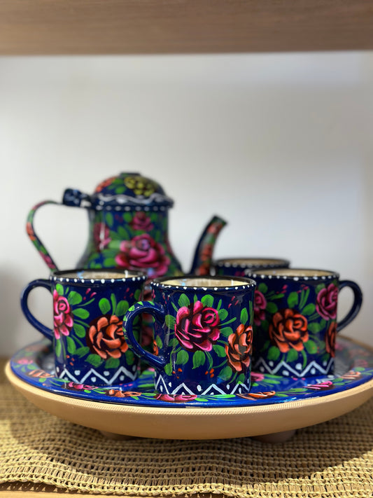 Chai Time Pakistani Truck Art Tea Set 4 Mugs & Kettle