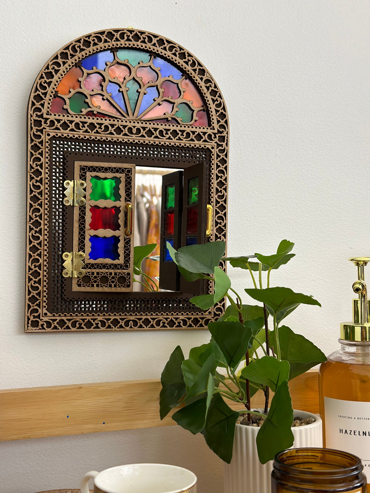 Handcrafted Jharoka Mirror Natural Layout by Masala Bazaar