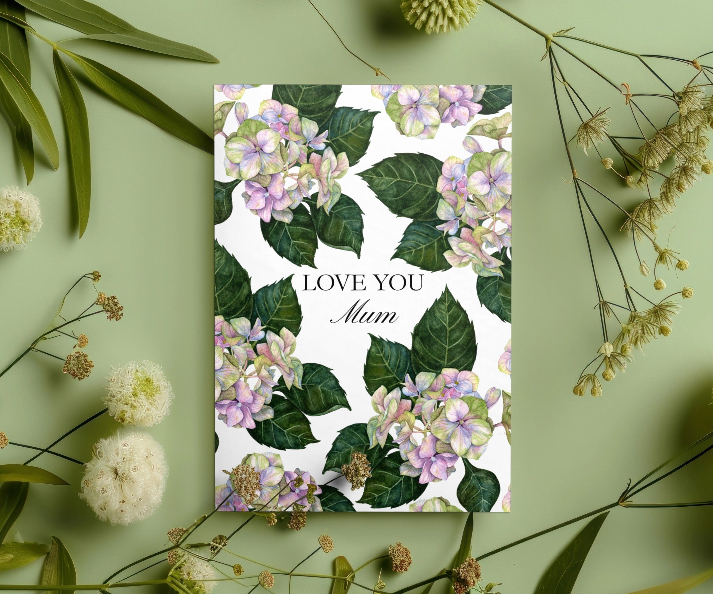 Love You Mum Hydrangea Greeting Card