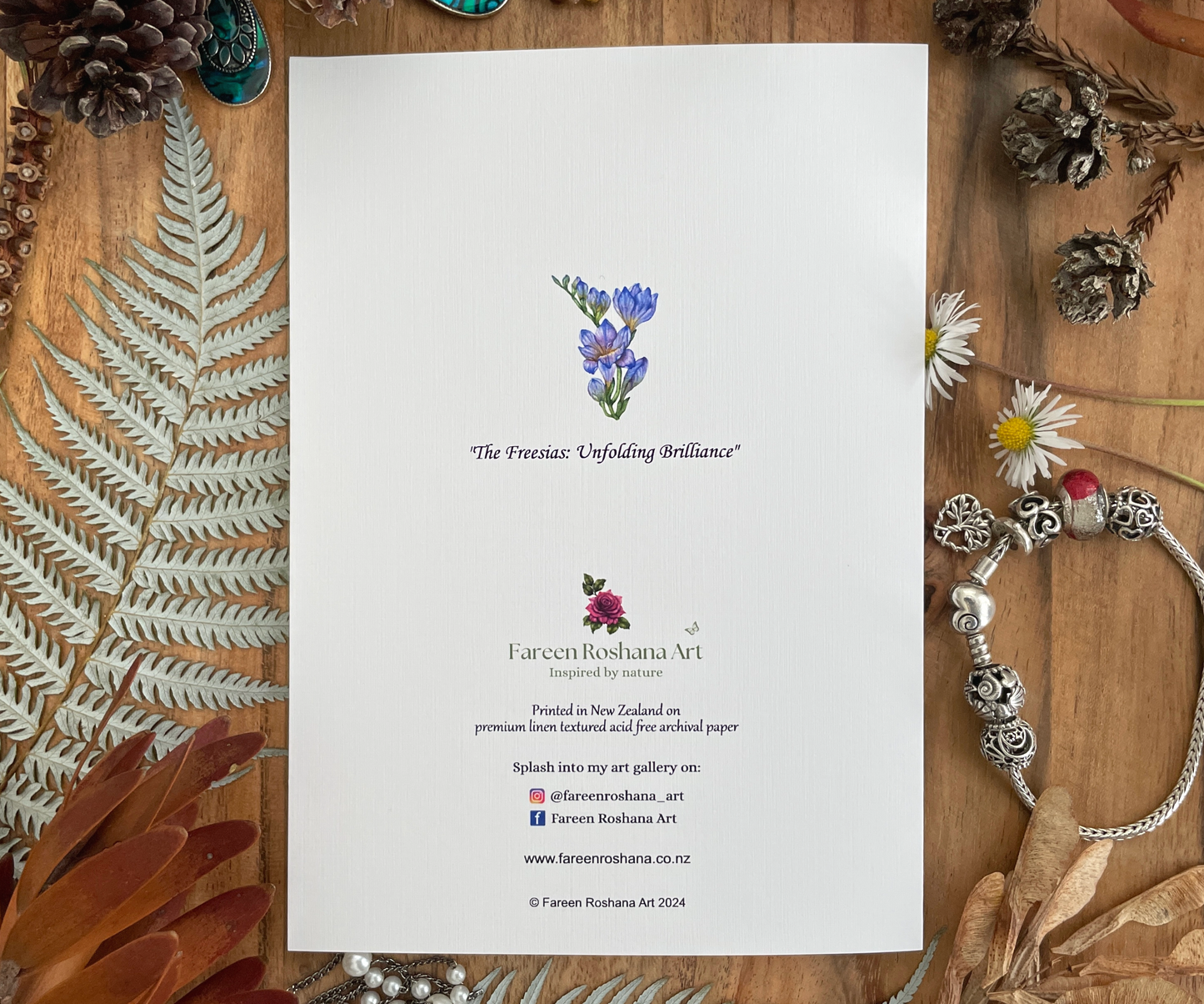 The Blue Freesia Flowers Greeting Card Back