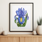 "Blossoming in Blue Iris" Blue Iris Flower Art Print on the Wall