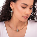 Long natural crystal earrings | Rose quartz and Green quartz