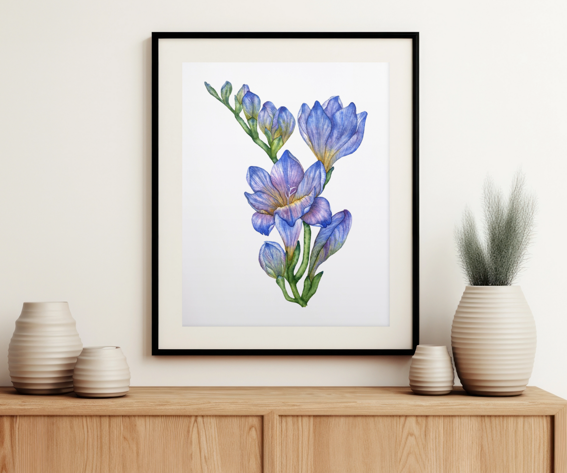 "Unfolding Brilliance" Freesia Flower Art Print on the Wall