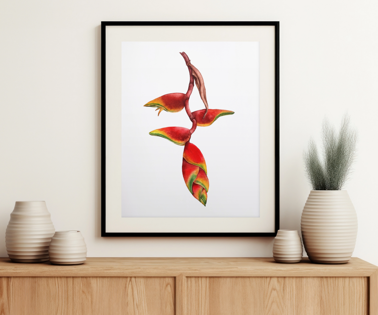 Heliconia Flower Art Print on the Wall