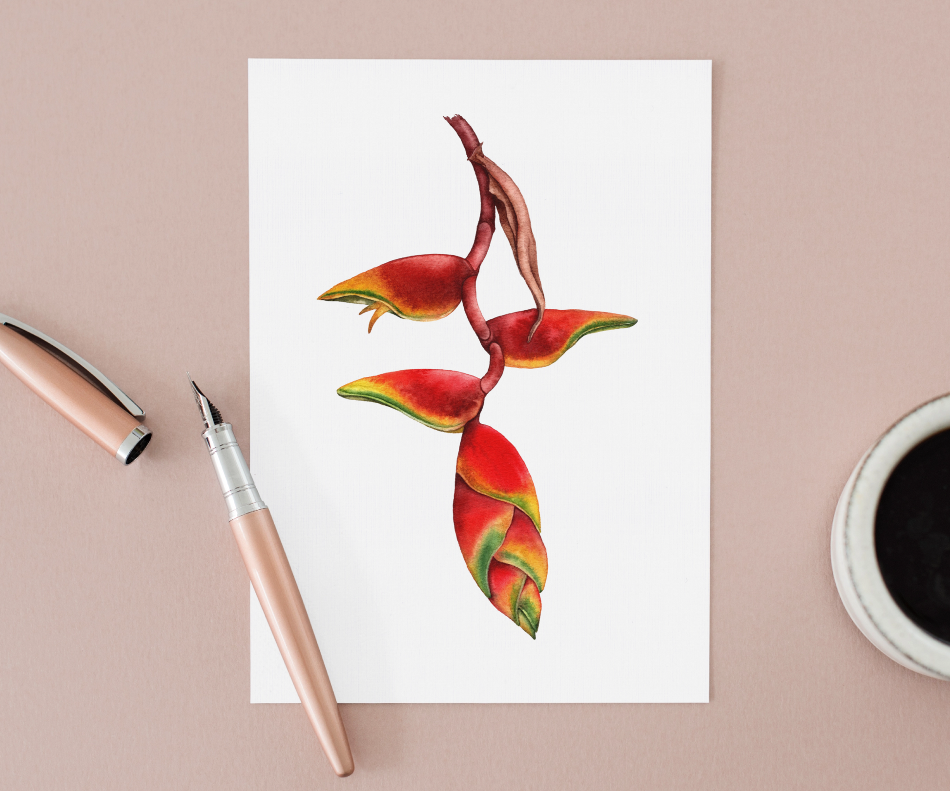 Heliconia Flower Greeting Card Mock Up