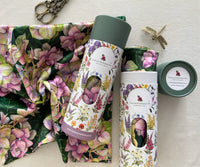 Hues of Serenity Hydrangea cushion cover with two premium gift packaging tubes, floral velvet pillow