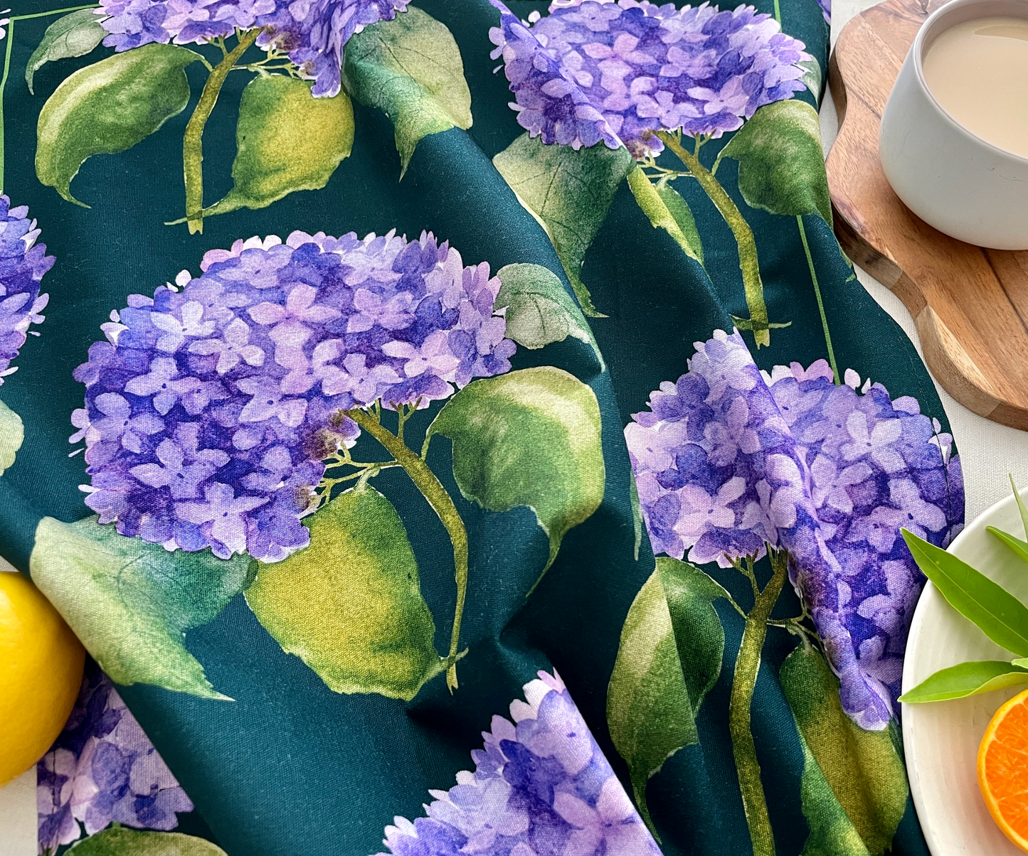 Whispers of Hydrangea Tea Towel Close Up