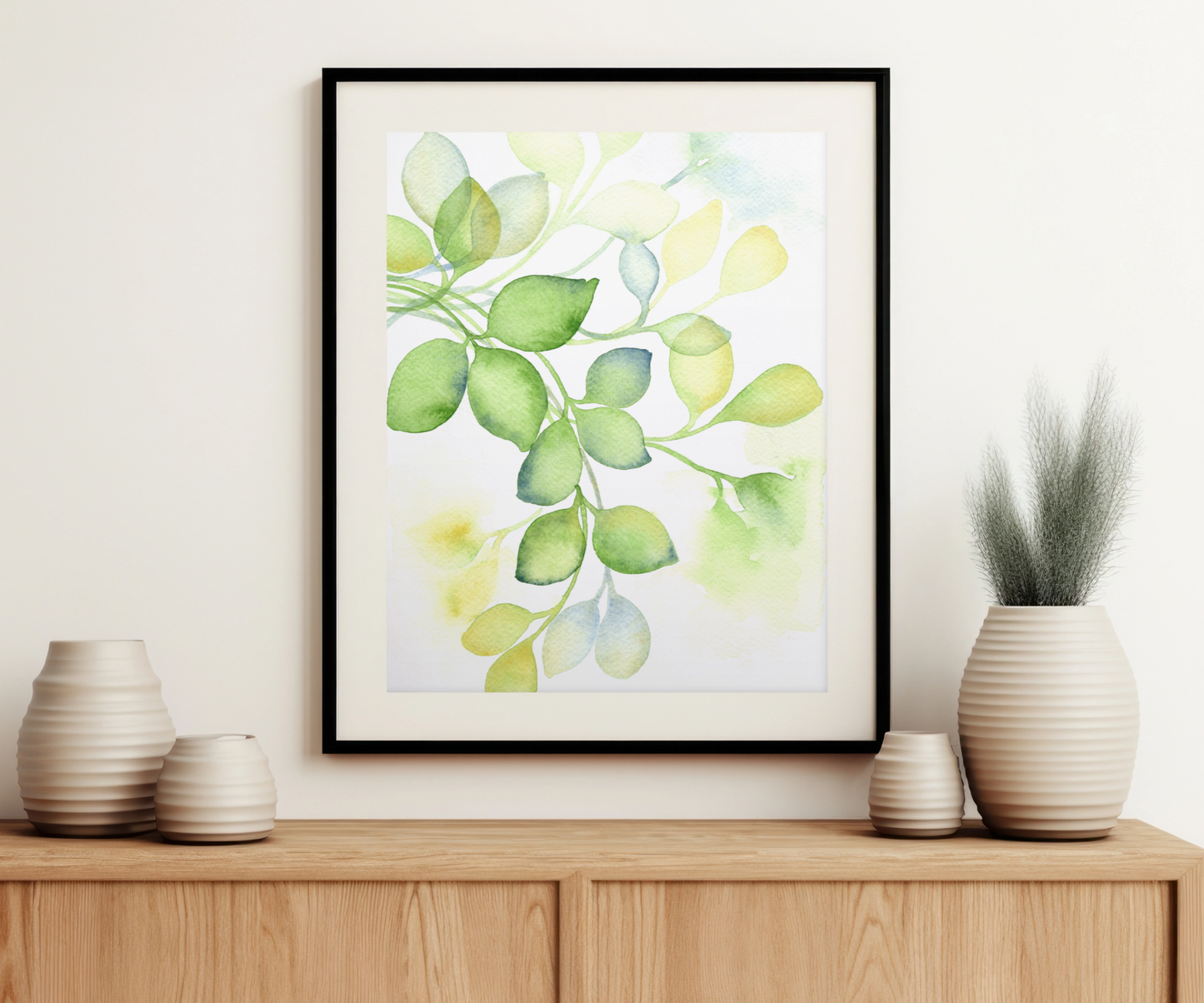 Chromatic Harmony Autumnal Leaf Branch Art Print on the Wall