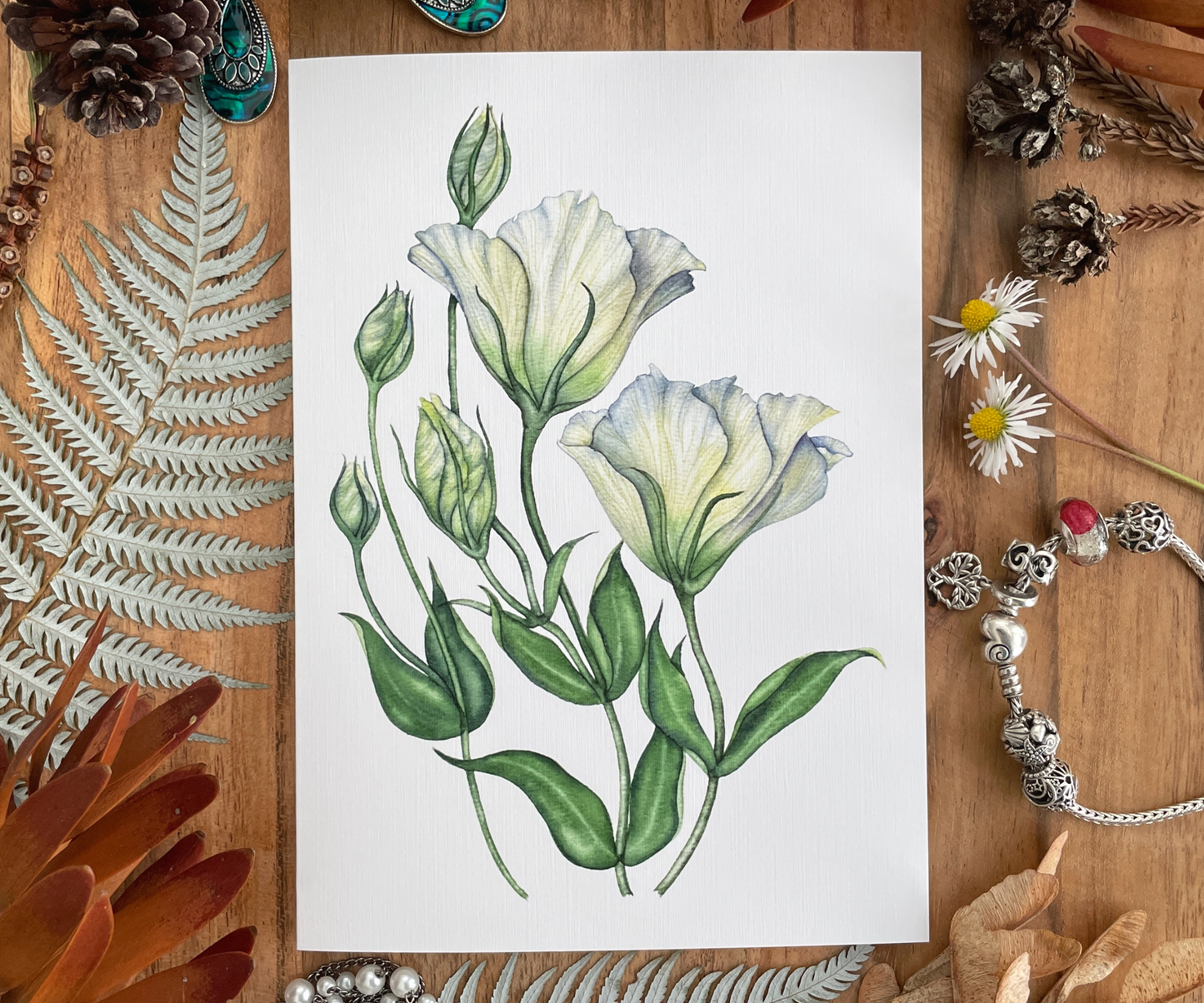 Lisianthus Flowers Greeting Card Linen Front