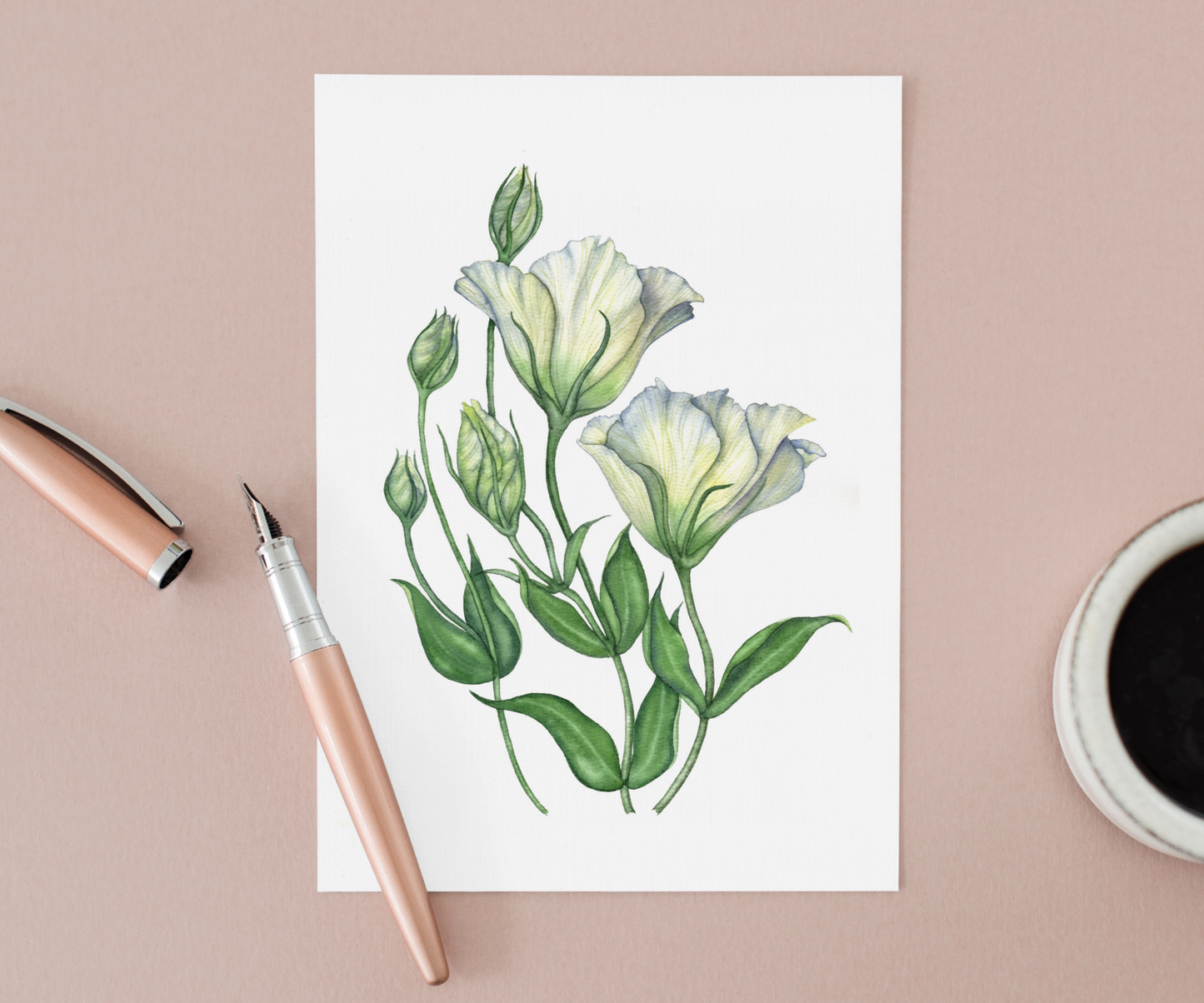 Lisianthus Flowers Greeting Card Mock Up