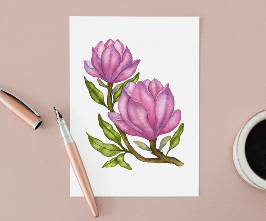 Magnolia Flowers Greeting Card Mock Up