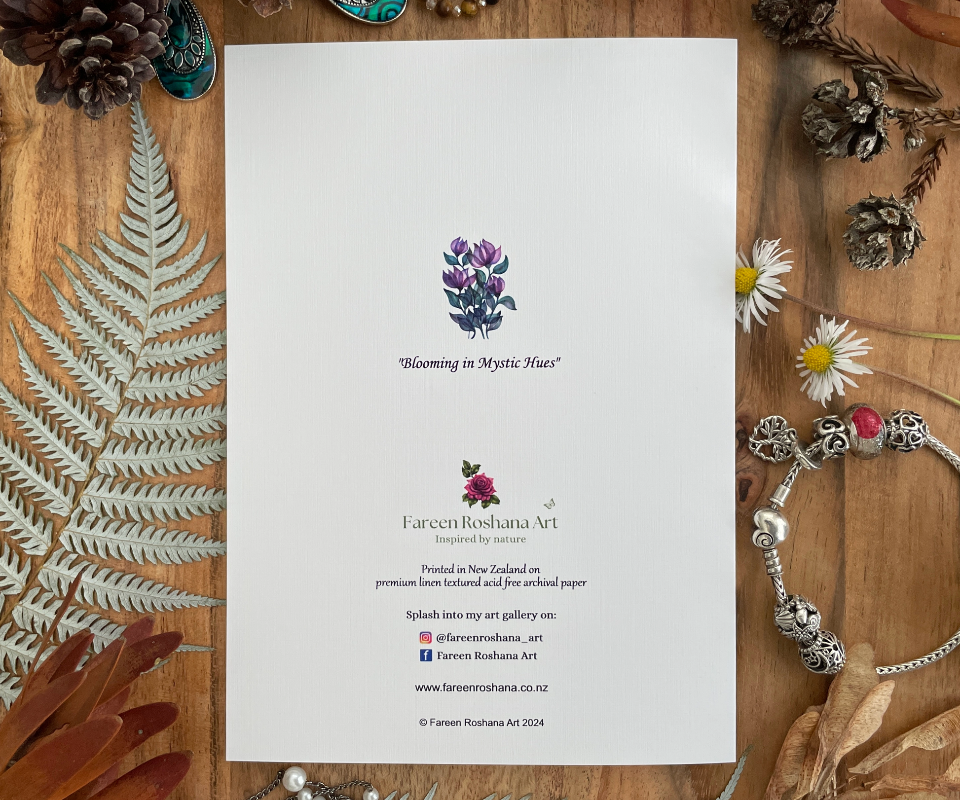 Mystical Purple Flowers Greeting Card Back