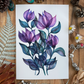 Mystical Purple Flowers Greeting Card Linen Front