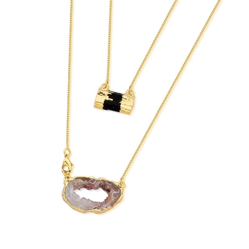 Agate and tourmaline necklace | 2 sets combined