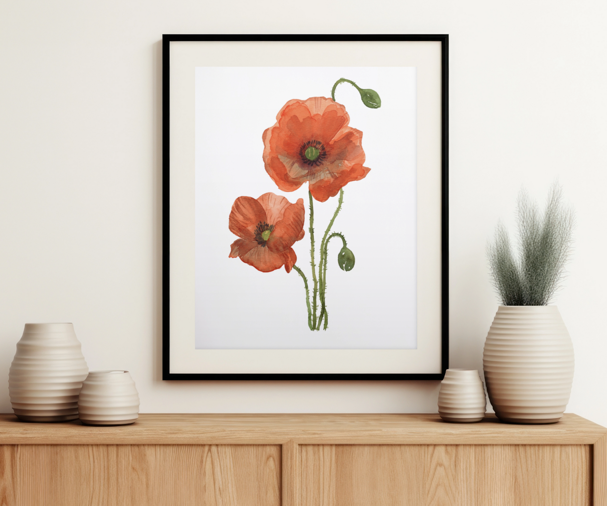 "Whispers of Scarlet" Poppy Flowers Art Print on the Wall