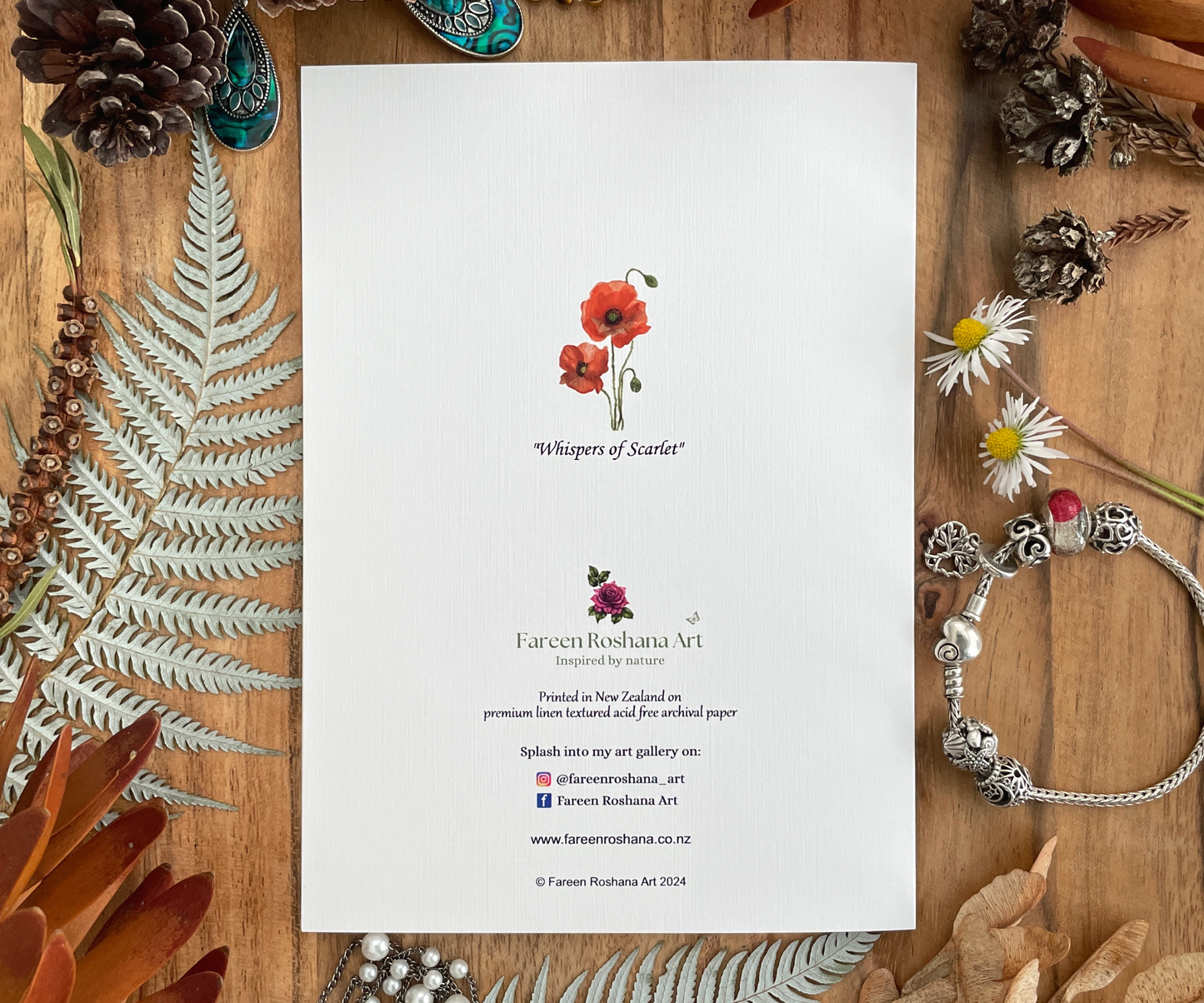 Poppy Flowers Greeting Card Back